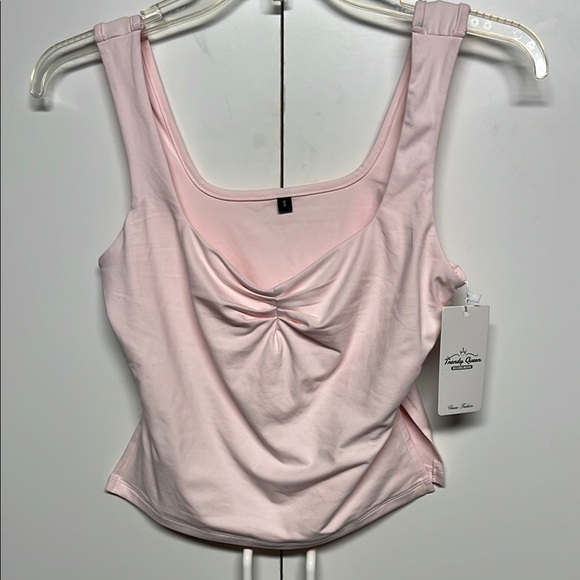Trendy Queen Pink Fitted Ruched Tank Top - Picture 1 of 9